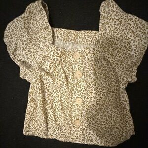 Girls Cream Floral Rylee Cru Button Front Top size 2-3T